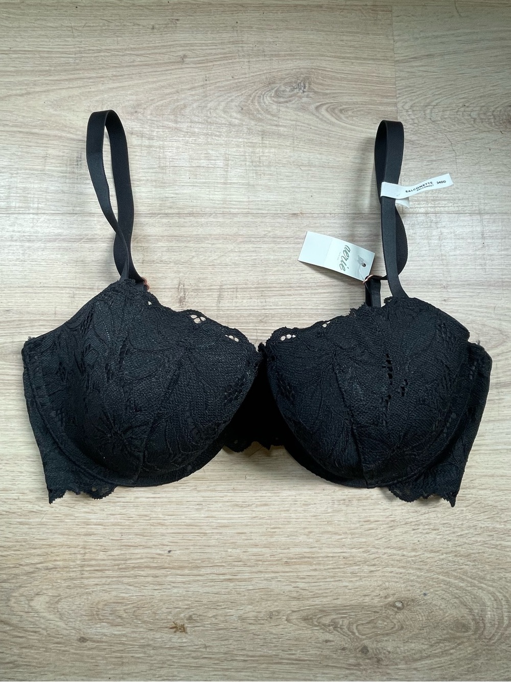 Aerie black lace balconette bra